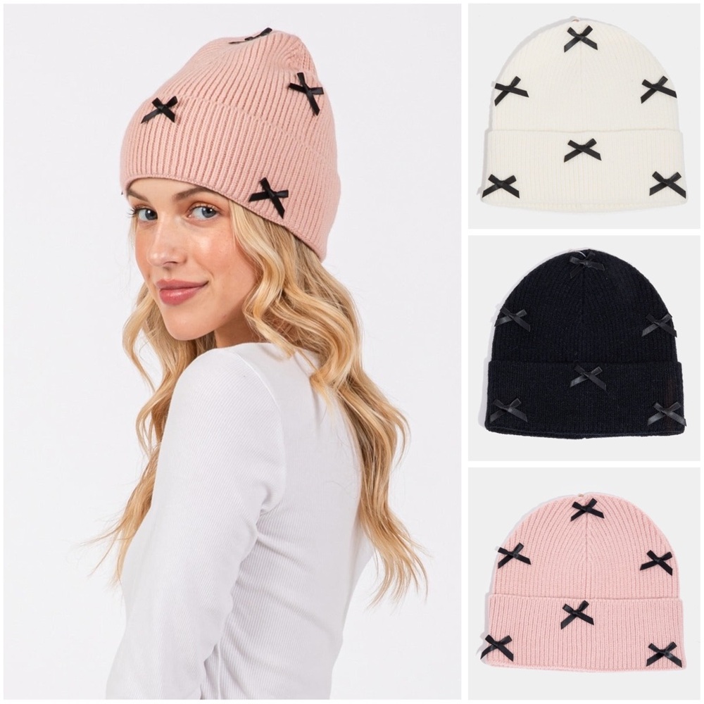 Mini Satin Bow Cuff Beanie